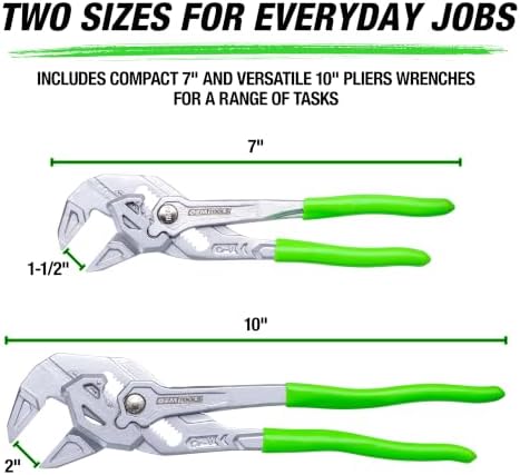 OEMTOOLS 7 & 10 Inch Pliers Wrench Set with Adjustable Jaws & Push Button