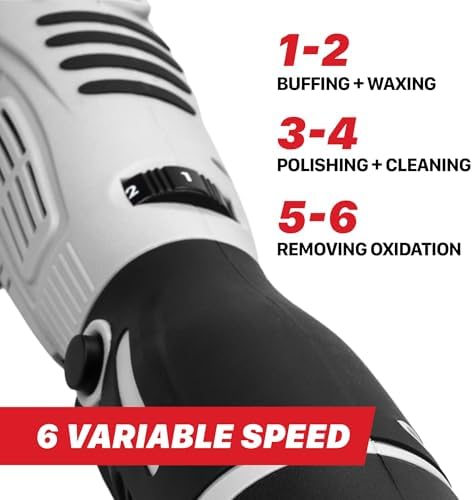 Maxshine M0312 V2 Cordless Mini Polisher Grey – Lightweight DA & Rotary Buffer for Cars, Trucks & Boats – 6-Speed Portable Detailing Tool for Scratch Repair, Headlight Restoration, Swirl Removal