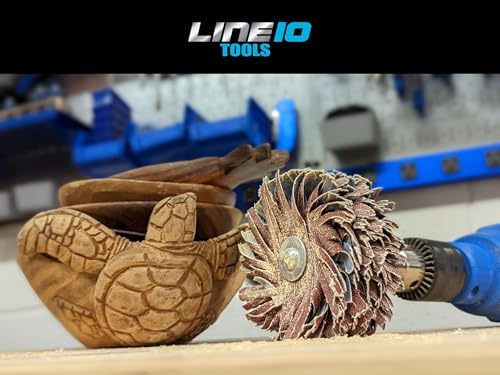 LINE10 Tools 4-inch Sanding Mop Kit, Moulding Flap Wheel Sander for Drill, 80 Grit Mop Sanders Brush, 1/4" Shank, Abrasive Flapper Sander for Woodworking, Contours, Finishing, Pack of 5