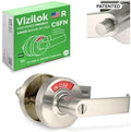 VIZILOK ADA Compliant, Single Egress Indicator Privacy Lock C5FN-R Durable ANSI Grade 2 Comp Commercial Right Handed Non Reversible in-Use or Vacant Push Button Lever - Satin Nickel
