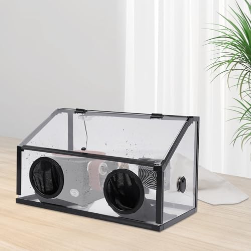 110V Fully Enclosed Dust Box, 30W Fully Enclosed Electric Grinding Table Polisher Dust box w/Fan, for Table Polisher