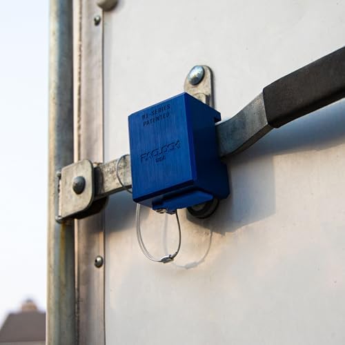 PACLOCK's 81-Series Patented Trailer Door Lock, High Security Rotating Disc, Manufacturer-Controlled Key Assigning, Exclusive Key Number, Keyed Differently w/ 1 Key, Blue