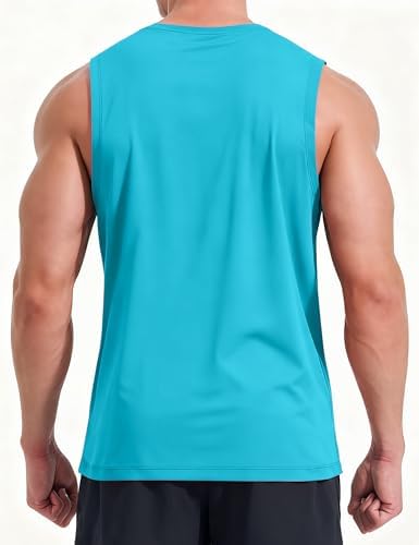KPSUN Men's Quick Dry Workout Tank Top Summer Beach Shirt | UPF 50+ Sleeveless Gym Muscle Shirt with Hidden Pocket for Keys. Ideal for Gym Training, Outdoor Running, And Beach Workouts