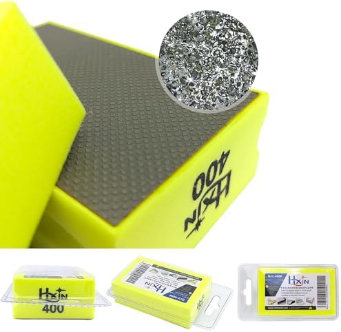 Diamond Hand Polishing Pad Diamond Sanding Block Foam Backed Diamond Sponge Sanding Pads for Wet or Dry Grinding polishing for Granite Marble Stone Tile Glass Ceramic (1, 400# Square)