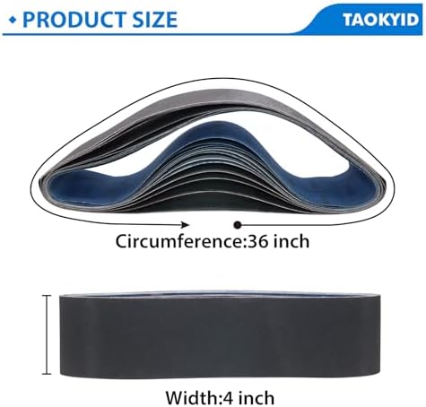 Taokyid 12 Pack 4 x 36 Inch Sanding Belts- Silicon Carbide Knife Sharpening Sander Belts, 2 Pcs Each of 120, 240, 400, 600, 800, 1000 Grits Sanding Belts For 4x36 Belt Sander, Sanding Belts 4x36