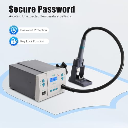 Hot Air Rework Station, 861DW Hand Held Heat Gun 1000W SMD Reworking Station, Digital Heat Gun Soldering Rework Station with Air Nozzles Heat Device
