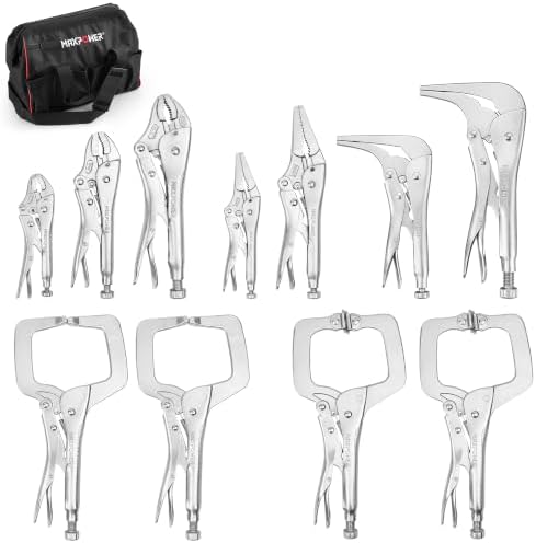MAXPOWER 11-Piece Locking Pliers Set for Welding Fabrications with Tool Bag