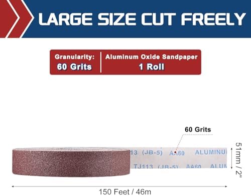 Sandpaper Roll 2Inch 150FT 60Grit Aluminum Oxide Emery Cloth Roll