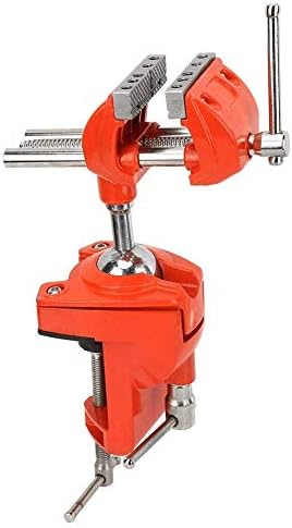 Oumefar Aluminum Mini Table Clamp Vise, 2.8 Inch Jaw Width, Swivel 360 Degree Rotating, Universal Bench Vise, Silver