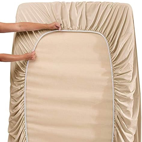 Jessica Sanders Premier 1800 Series 4pc Bed Sheet Set - Queen, Beige Cream, - Jessica Sanders Embroidery