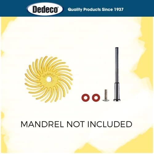 Dedeco Sunburst Radial Bristle Discs 48-Pack - 7/8" Curved - Yellow 80 Grit (Coarse) - Aluminum Oxide for Polishing & Finishing