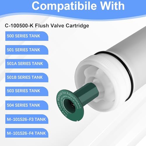 2Pack C-100500-K Flush Valve Cartridge Assembly, for 500, 501, 501A, 501B, 503, 504 Series, 503/504 Cartridge Compatible with M-101526-F3, M-101526-F4 Assist Tank