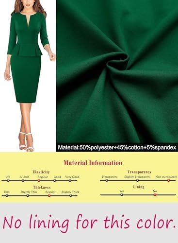 VFSHOW Womens Work Business Office Front Zipper Peplum Church Sheath Dress