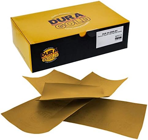 Dura-Gold Premium 1/4 Sheet Gold Sandpaper Sheets, 800 Grit (Box of 400)