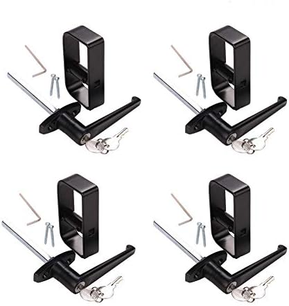 4½" Shed Door Lock L-Handle Lock kit Keyed Alike Keys and Screws, 4-1/2" Stem Barn Playhouse & Chicken Coop Door Lock with 16 Keys (4 Kits)