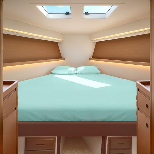 JS Sanders Collection 4PC Boat Sheet Set Universal V Berth, Aqua Blue