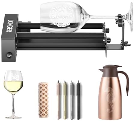 Longer Rotary Roller Series,with Bracket, Y-Axis 360° Rotation for Laser Engraver Engraving Cylindrical Objects Tumblers Cans Cups Bottles, Compatible with 99% of Laser Engraver,Size 268 * 184 * 60mm