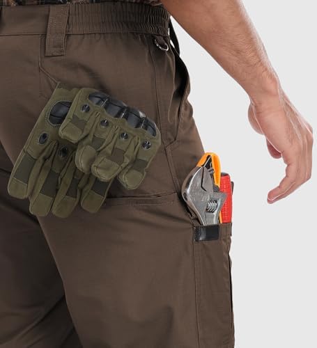 Mens Cargo Work Pants Durable Ripstop Tactical Pants with 7 Pockets Outdoor Water Resistant Hiking Woking Construction Pants