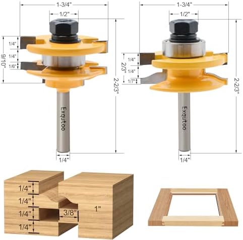 3PCS 1/4" Shank Router Bit Set,Raised Panel Cabinet Door Making Router Bits