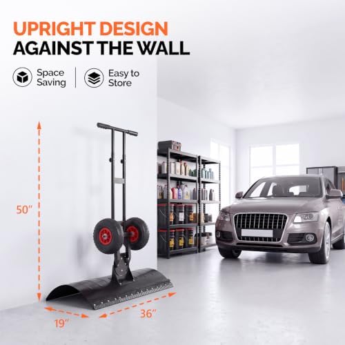 VINGLI 36‑Inch Snow Pusher with Wheels, Metal Snow Shovel for Driveway