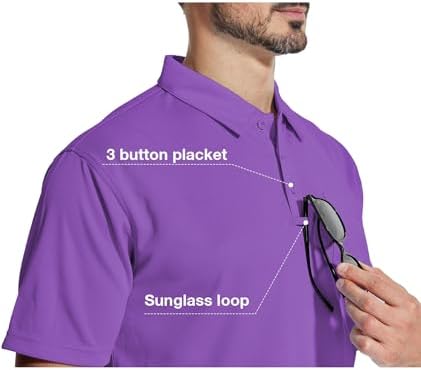 ZITY 5 Pack Polo Shirts for Men with Pocket Dry Quickly Short Sleeve Athletic Outdoor Work Collared Shirts