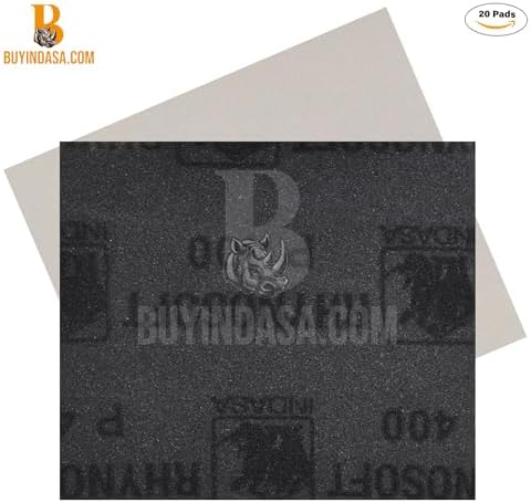 Indasa Rhynosoft Foam Sanding Pads - 4.5" x 5.5",Hook and Loop, 600 Grit, Redline, Flexible,Tear-Resistant,Ideal for Automotive,Wood,& Finishing (Pack of 20 Pads)