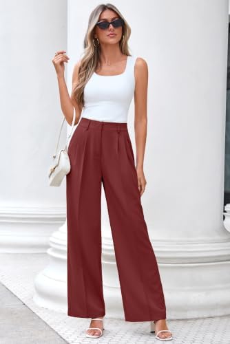 FUNYYZO Wide Leg Dress Pants for Women Work Slacks Business Casual Outfits