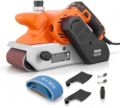 VEVOR 11.5A Belt Sander 4" x 24" Woodworking Belt Sander 6 Variable Speeds, 900-1550 FPM Sanding Machine with 10PCS Sanding Belts, 2 Dust Bags & 2-in-1 Vacuum Adapter for Woodworking Projects