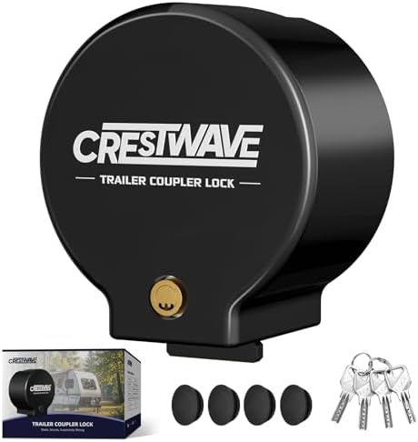 CRESTWAVE Trailer Coupler Lock for 2", 2‑5/16", Anti‑Theft Tongue Lock