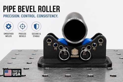 Magnetic Pipe Bevel Roller System for Welding & Fabrication – Adjustable Pipe Sizes, Turning Roller Stand for Grinding, Pipe Prep & Beveling – Fits 1/2" to 10" Pipe by HexPro3D