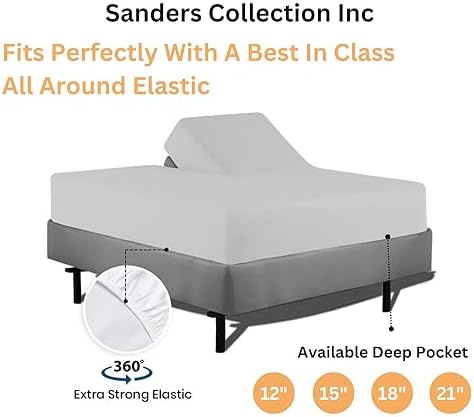 Sanders Collection Inc SCI Top Split Flex Sheet Set for Adjustable Bed California King Size,Silver