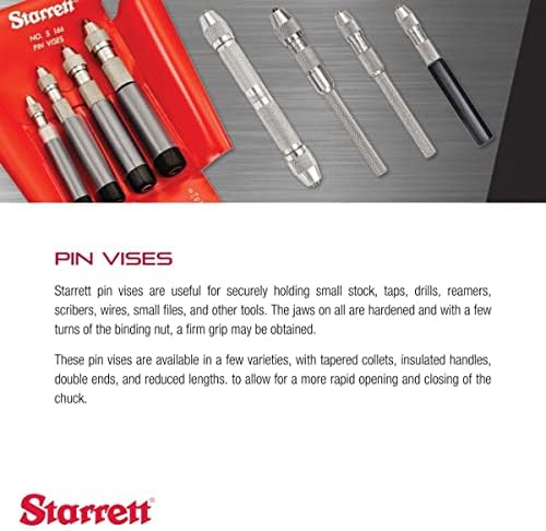 Starrett Double End Pin Vise, 0.025-0.075" Range