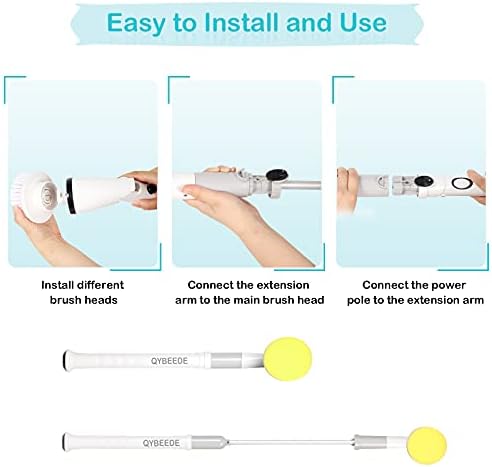 Electric Cleaning Brush with Long Handle Rechargeable, Efficient Electric Spin Scrubber Cordless Tub and Tile Scrubber, Electric Scrubber Brush for Cleaning Bathroom Cleaning Tool Waterproof