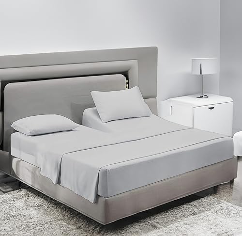 Sanders Collection Inc SCI Top Split Flex Sheet Set for Adjustable Bed California King Size,Silver
