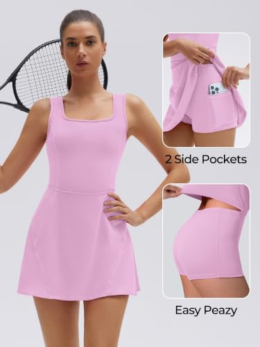 SUUKSESS Tennis Dress with Shorts Underneath Easy Peasy Athletic Dresses