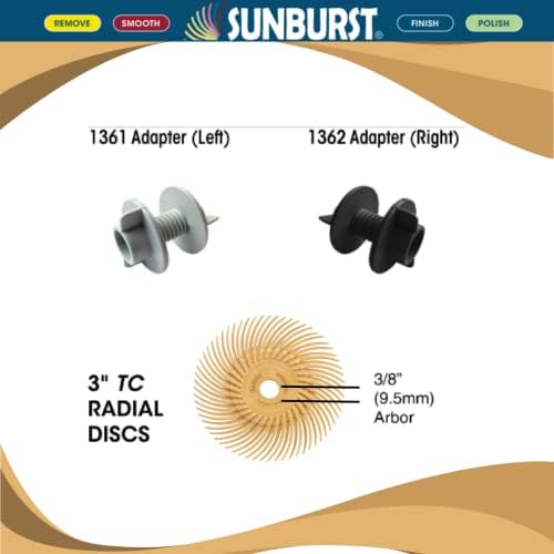 Dedeco Sunburst Radial Bristle Discs 12-Pack - 3" Curved - 3/8" Arbor - Peach 2500 Grit (Extra-Fine, 6 Micron) - Aluminum Oxide for Polishing & Finishing