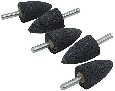 5Pc 1/4" Shank Brown Corundum Grinding Head Cone Shaped Grinding Wheel Abrasive Mounted Grinding Point Stone Rotary Tools Deburring Polishing - Diameter:25mm