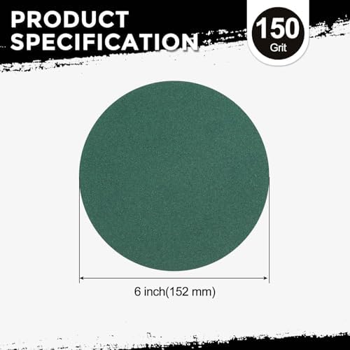 50Pcs Sanding Discs 6In 150Grit Hook and Loop Sandpapers Green