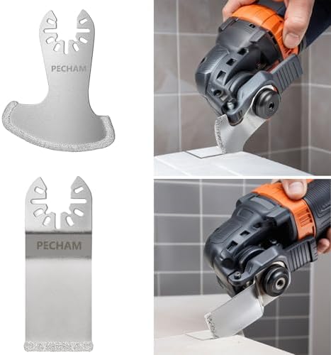 PECHAM 9PCS Diamond Oscillating Tool Blade, Multi Tool Blades Kits for Grout Removal and Soft Tile Cut, Fit Porter Cable Black & Decker Rockwell Ridgid Ryobi Milwaukee Chicago