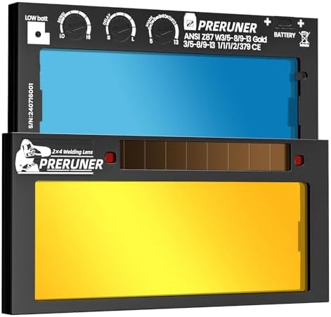 Flex Series Gold Shade 5-13 Auto Darkening Welding Lens 2" x 4 1/4", Adjustable Welding Lens with Sensitivity & Delay Control, Cool Blue View for Welding Hoods