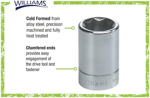 Williams JHWB-630 3/8-Inch Drive Shallow SAE 6 Point Socket, 15/16-Inch, High-Polished Chrome Finish