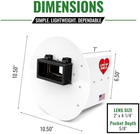 White Flip-Up Pancake Welding Hood Right Handed, 2" x 4-1/4" Lens Welding Shield, ANSI Z87.1, Lightweight Low Profile, MADE IN USA