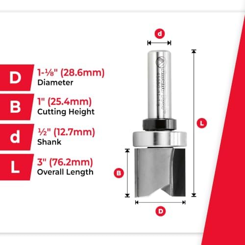 Amana Tool 45550 Carbide Tipped Flush Trim Plunge Template Router Bit 1-1/8 Dia x 1 Inch x 1/2 Shank with Upper Ball Bearing