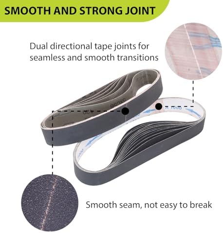 Taokyid 1-1/2 x 30 Inch Sanding Belts, 120 240 400 600 800 1000 Grit, 18Pcs