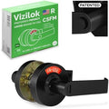 VIZILOK ADA Compliant, Single Egress Indicator Privacy Lock C5FM-R Durable ANSI Grade 2 Comp Commercial Right Handed Non Reversible in-Use or Vacant Push Button Lever - Matte Black