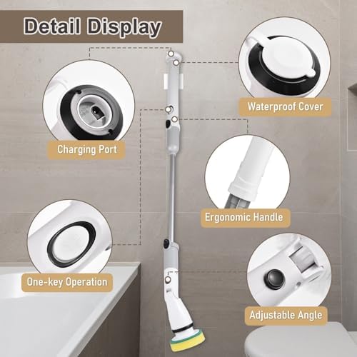 Irfora Electric Spin Scrubber Cordless Handheld Brush with Adjustable