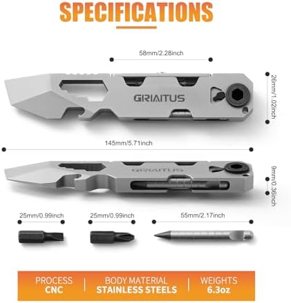 EDC Pry Bar Multitool with Bi-Directional Ratchet Screwdriver, Men Gifts