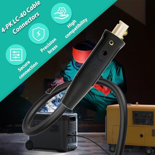 4Pcs LC-40 Welding Lead Connectors, 350A Cable Connectors for 1/0-2/0 Cable
