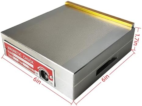 6x6 Inch Permanent Magnetic Chuck 150x150mm, 100-120 N/cm² Strong Magnetic Force for Surface Grinding Milling EDM Workholding