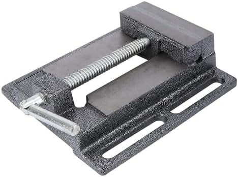 4 Inch Drill Press Vise Bench Clamp for Woodworking and Milling, Cast Iron Table Vise with Flat Jaw Opening, Small Workholding Device for Drilling Machines Random Color